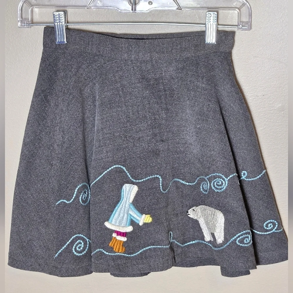 Vintage Y2K Gap Girl's Embroidered Whimsy Cottagecore Winter Twirl Skirt, Size 5